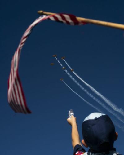 flag and unknown  boy